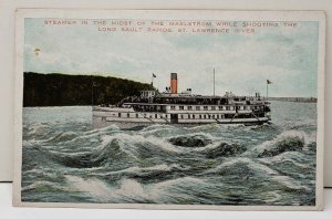 Steamer in the Midst, the Maelstrom, Sault Rapids St Lawrence River Postcard C14
