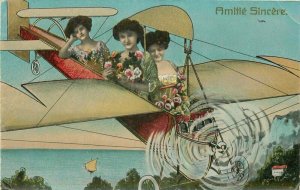 Artist impression C-1910 Early Aviation Fantasy Women Postcard 21-10545