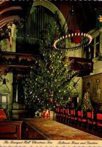 North Carolina Asheville Biltmore House Banquet Hall With Christmas Tree 1985