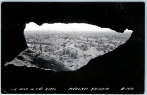 c1940s Phoenix, AZ Hole in the Rock RPPC Cave Mans Powerful Pose Spelunking A283