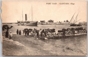 Port Said - Kantara Village Boats Ships Egypt Original Antique Postcard