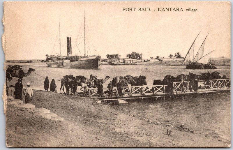 Port Said - Kantara Village Boats Ships Egypt Original Antique Postcard