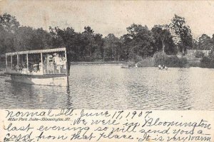 Bloomington Illinois Miller Park Lake Ship Vintage Postcard JF360049