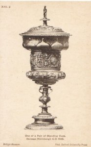 Museum Postcard -  One of a Pair of Standing Cups - German A.D.1568 - Ref 394A