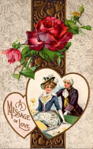Valentine's Day A Message Of Love With Roses and Victorian Couple