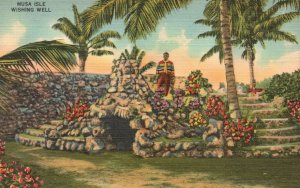 Vintage Postcard Musa Isle Wishing Well Home Of Seminole Indians Miami Florida