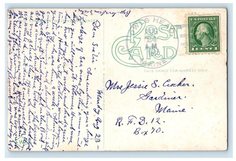 1923 M. C. R. R. Station Depot Cars Rockland Maine ME Posted Vintage Postcard 