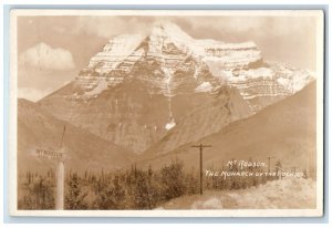 1929 View Of Mt. Robson The Monarch Of The Rockies Canada RPPC Photo Postcard
