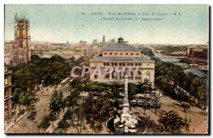 Paris Old Postcard Place du Chatelet and Tour St. Jacques