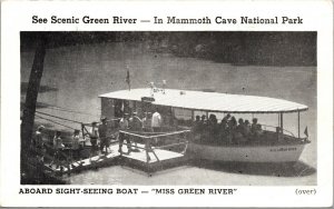 Postcard Miss Green River Sight-Seeing Boat Mammoth Cave National Park~1243