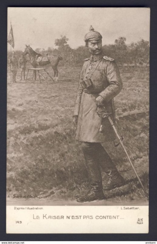 PATRIOTIC WWI Guillaume walking sword at side - L. Sabattier artist