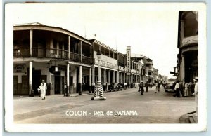 1930-40's RPPC Downtown Street Scene Colon, Republic of Panama  Y6 