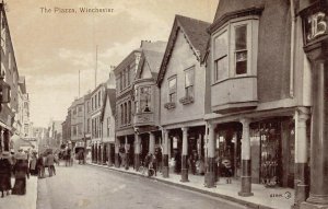 WINCHESTER  HAMPSHIRE ENGLAND~THE PIAZZA-STOREFRONTS-POSTCARD