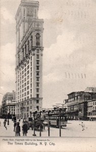 13266 Trolley Car, Carriage & Street Sweeper, Times Building, New York 1907