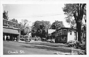 Livermore Falls ME Street View Store Fronts Old Cars Real Photo RPPC Postcard