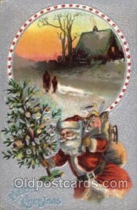 Christmas Santa Claus 1909 light crease left top and left bottom corner, ligh...