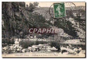 Old Postcard Crozant (Creuse) confluence of the Creuse and Cedeile