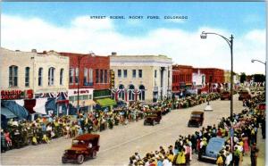 ROCKY FORD, Colorado  CO   STREET SCENE  Parade  c1940s Linen  Postcard