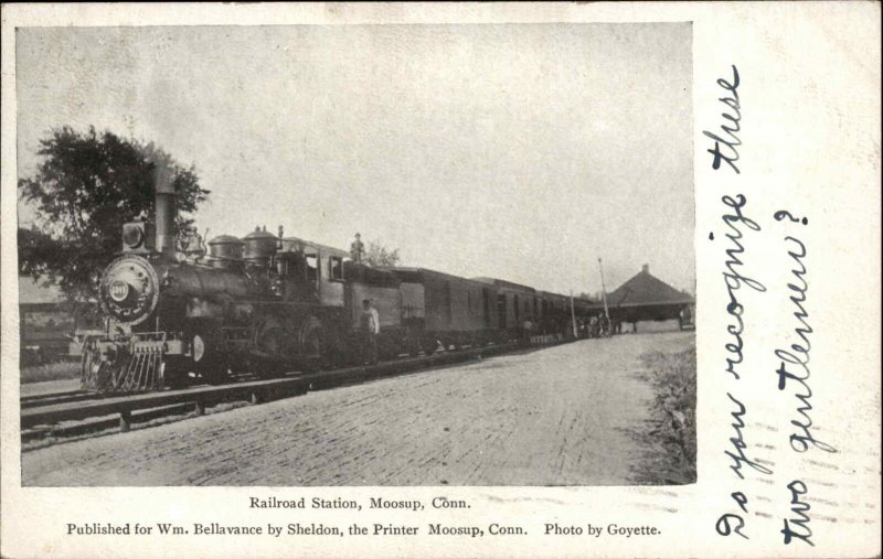 Moosup Connecticut CT Railroad Train Station Depot c1910 Vintage Postcard