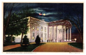 Postcard Washington DC -White House at night