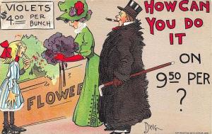 Violets How Can You do It on 9.50 Per? Signed Dwig Postcard