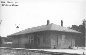 G60/ Heflin Alabama RPPC Postcard c1950s+ Southern Railroad Depot