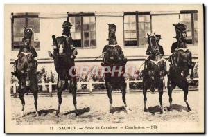 Old Postcard Horse Equestrian Saumur Cavalry School bows