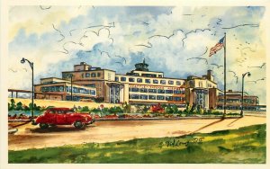 Vintage Ted Lewy Art Postcard; Seattle-Tacoma International Airport WA Unposted