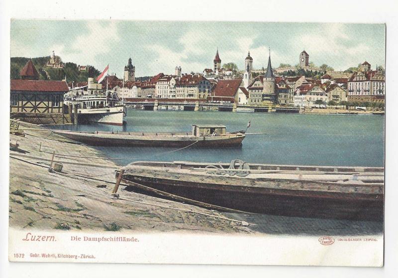 Switzerland Lucerne Luzern Dampfschifflande Steamship Vtg UDB Postcard c 1905