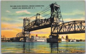 New York NY, New Dunn Memorial Bridge Connecting Albany & Rensselaer, Postcard