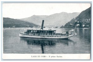 Lago De Como Il Primo Bacino Cartolina Postale Boat Vintage Postcard 