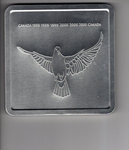 Canada Post Office  Keepsake, Year 2000 Millennium Stamps, Coin in Metal Box