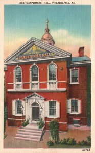 Vintage Postcard 1920's Carpenters Hall Building Philadelphia Pennsylvania PA