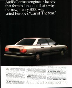 1983 Audi 5000 German Car 'Car of the year' in Europe Vintage Print Ad 800