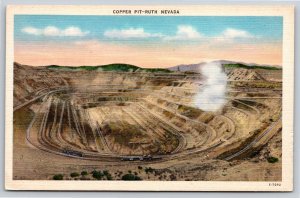 Mining~Air View Copper Pit In Ruth Nevada~Vintage Postcard