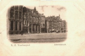 Netherlands Amsterdam Voorburgwal Vintage Postcard 04.06