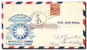 Letter US 1st Flight Honolulu Hawaii Shanghai Chian April 6, 1947