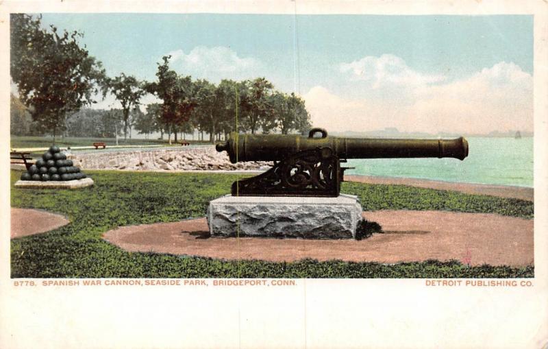 BRIDGEPORT, CT Connecticut   SPANISH WAR CANNON~Seaside Park   c1900's Postcard