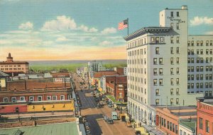 Albuquerque NM Central Avenue Aerial View Linen Postcard