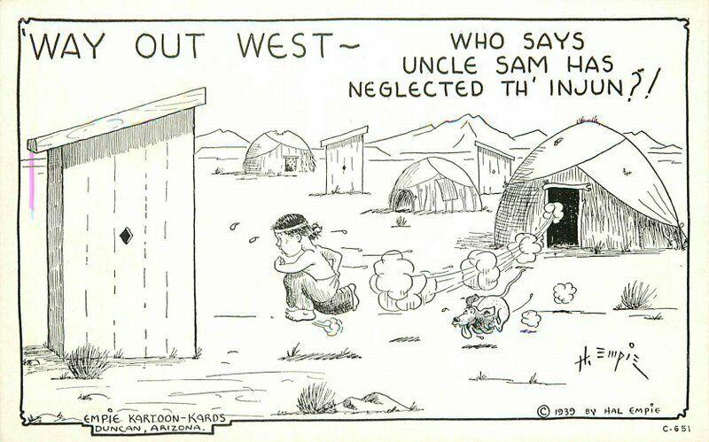 Comic Humor Empie Outhouse Indian Hogan 1939 Postcard Gloss Tone 3338