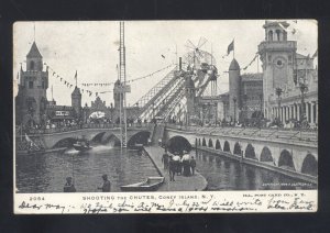 NEW YORK CITY NY CONEY ISLAND AMUSEMENT PARK SHOOTING THE CHUTES 1906 POSTCARD