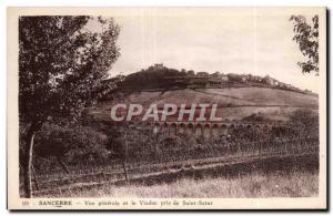 Old Postcard Sancerre General view and the viaduct taken to Saint Satur