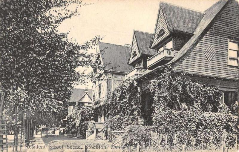 Stockton California Resident Street Scene Antique Postcard K93508