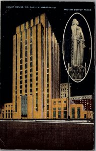 1947 ST PAUL MINNESOTA COURT HOUSE SAVE THE EASY WAY CANCEL LINEN POSTCARD 29-34