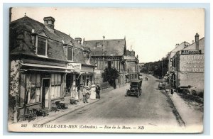 Early Blonville Sur Mer Rue de la Mare France Photo Postcard People Car Shops