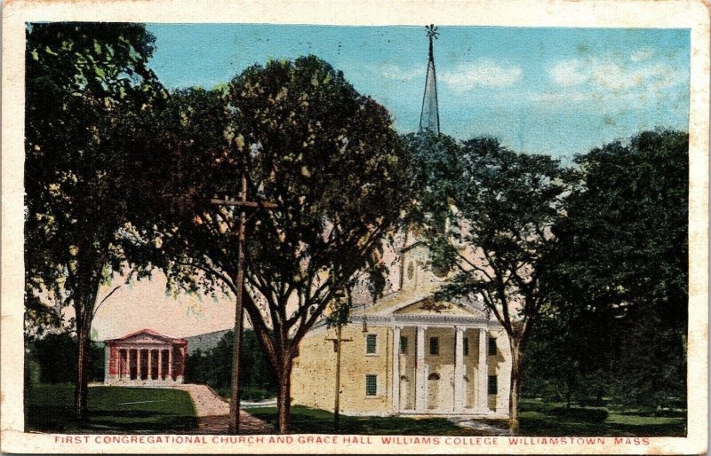 First Congregational Church Grace Hall  Williamstown Mass Postcard PM 