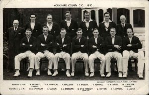 Yorkshire Cricket County CC Names of Players c1950 Real Photo Postcard