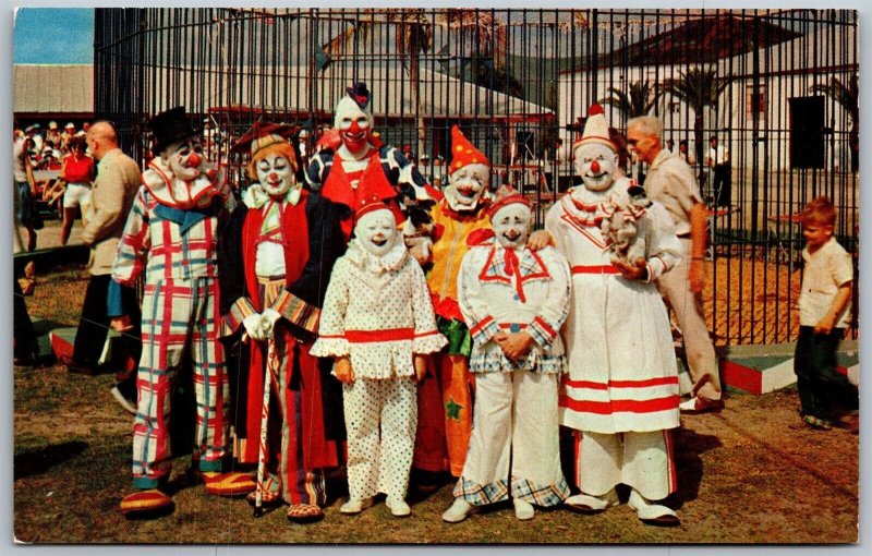 Vtg Sarasota Florida FL Circus Clowns At Their Winter Home Ringling Postcard