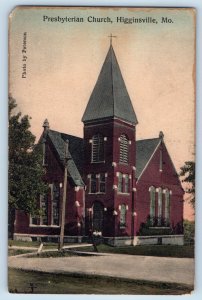 Higginsville Missouri MO Postcard Presbyterian Church Building Trees 1912 Posted