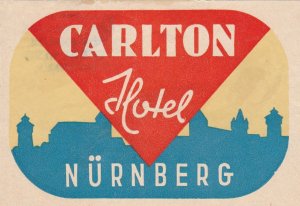 Germany Nuernberg Carlton Hotel Vintage Luggage Label sk3496